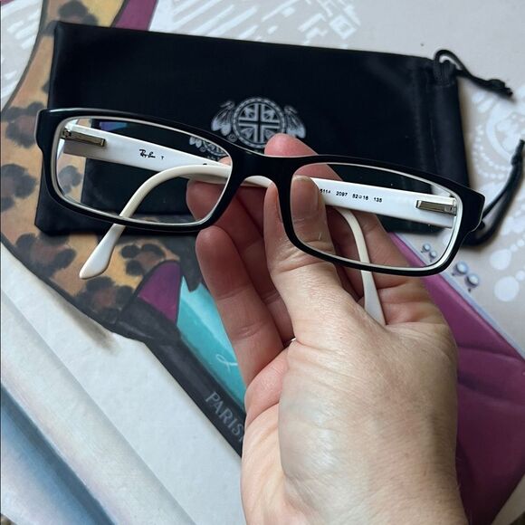 Ray-Ban Optics Unisex Polished Black White Eyeglasses - Picture 6 of 8